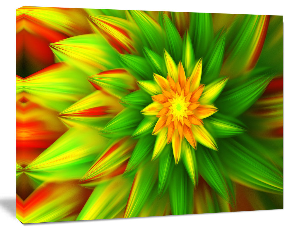 Amazing Dance of Green Petals, Floral Canvas Art Print, 20"x12"