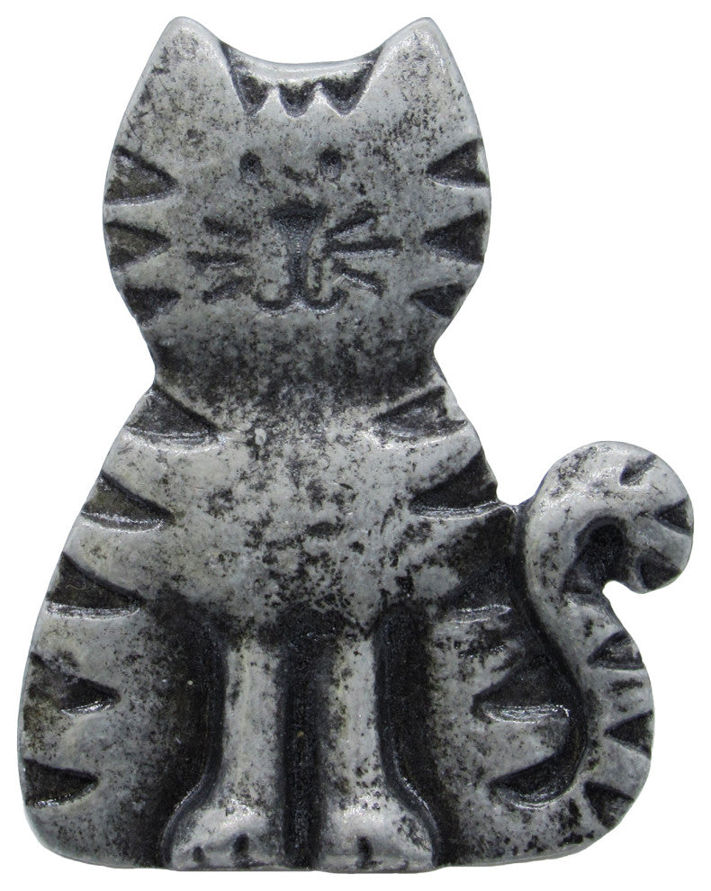 Cat Cabinet Knob, Antique Brass, Pewter