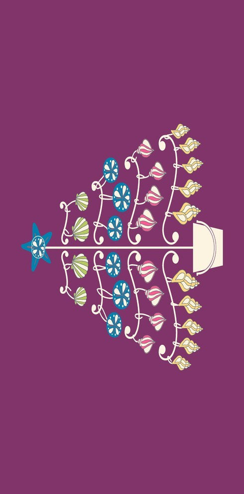 Beach Tree Decorative Holiday Geometric Print Bath Towel, Purple