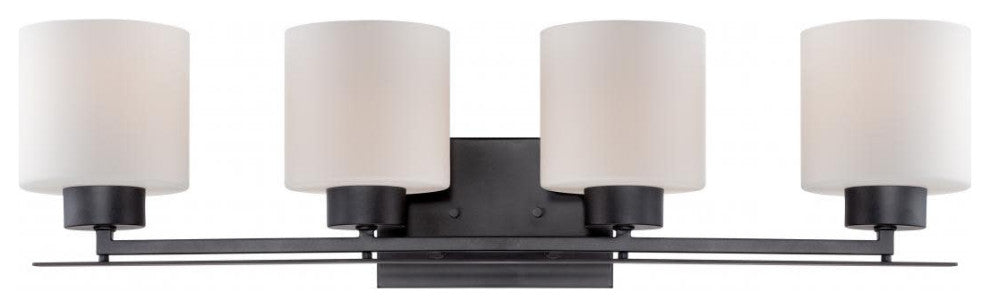 Nuvo 4-Light Parallel Vanity and Wall Light Fixture, Aged Bronze