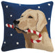Golden Lab With Candy Cane Hook Pillow
