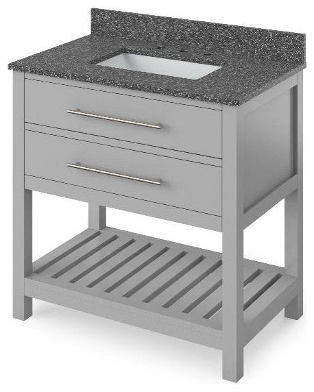 Wavecrest Contemporary Grey 36" Vanity, Boulder Cultured Marble Top