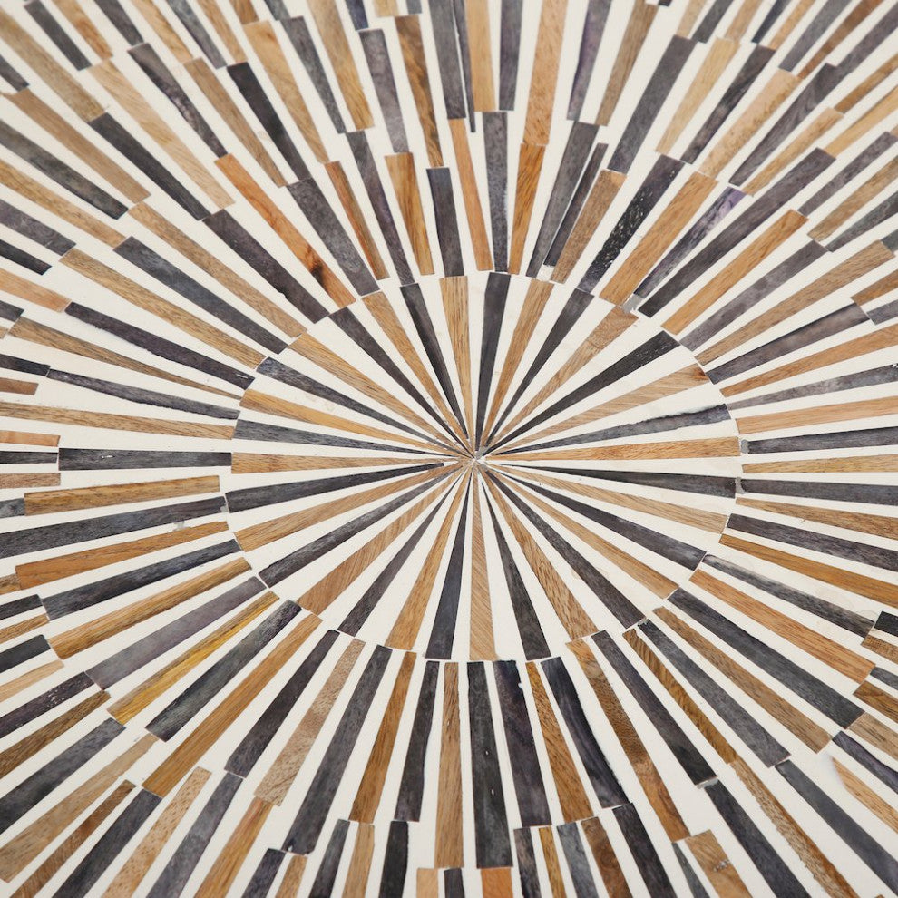 Alexandria 40 Square Coffee Table With Bone, Wood And Horn Inlay