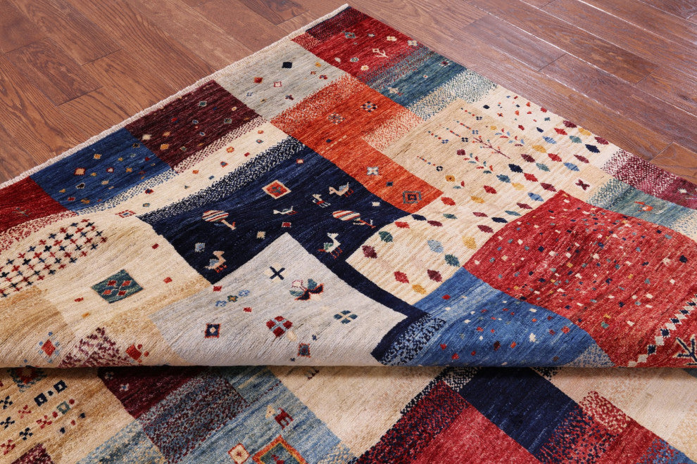 6' 7" X 9' 6" Tribal Persian Gabbeh Handmade Rug Q9614