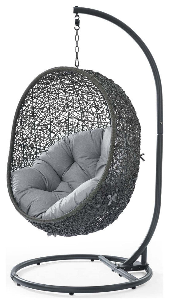 Swing Lounge Chair, Sunbrella, Gray, Modern, Outdoor Patio Balcony Garden
