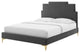 Platform Bed Frame, Full Size, Velvet, Dark Gray, Modern Contemporary