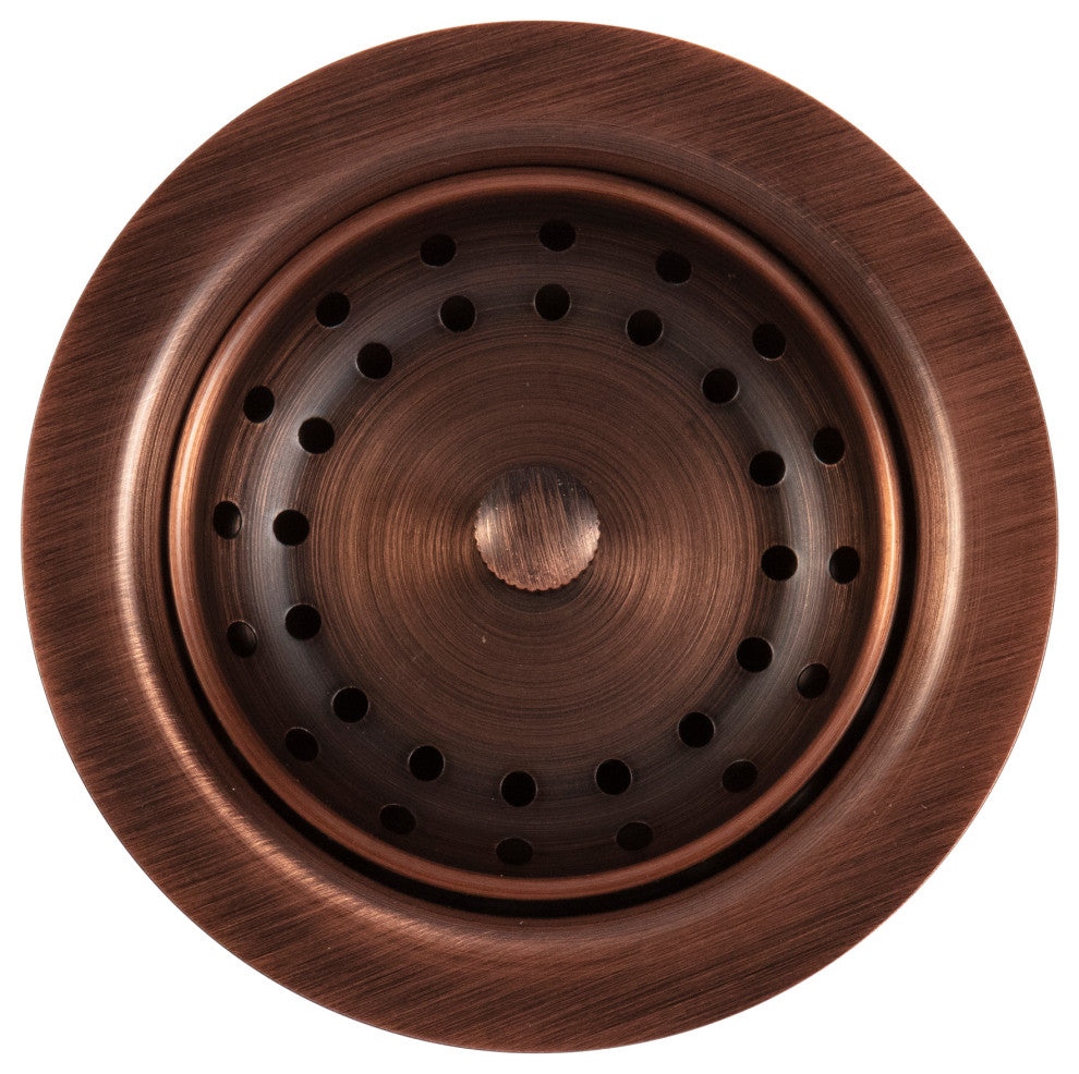 SinkSense Antique Copper 3.5" Basket Strainer Drain with Post Style Basket