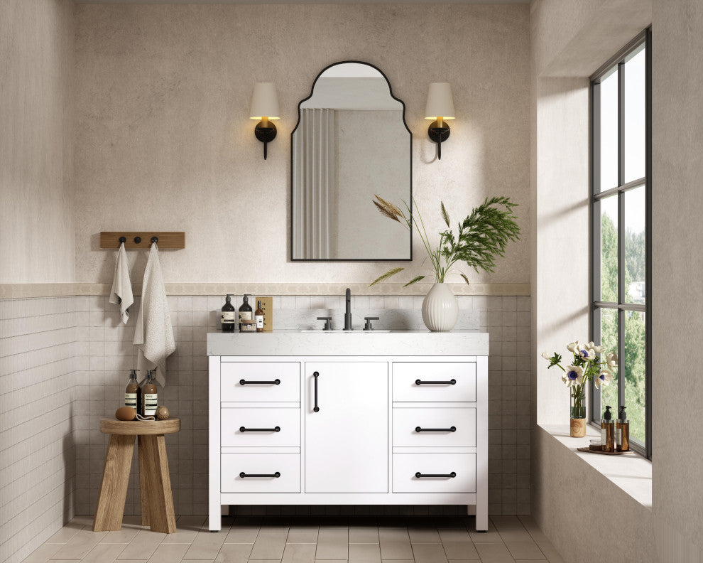 Home Living 48" Single Bathroom Vanity, White With Backsplash