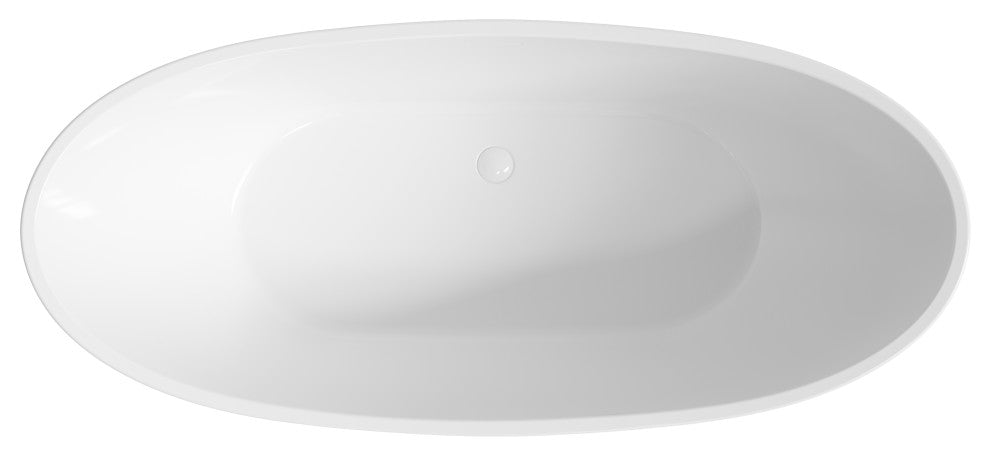 Perlato Roma Freestanding Soaking Tub, White, 62"