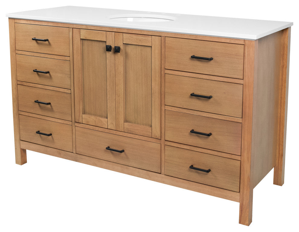 Horizon 60" Single Bathroom Vanity Top, Blonde, Engineered White