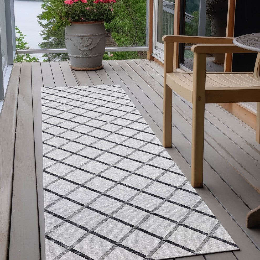 Indoor/Outdoor York YO1 Grey Machine Washable 2'3" x 7'6" Rug