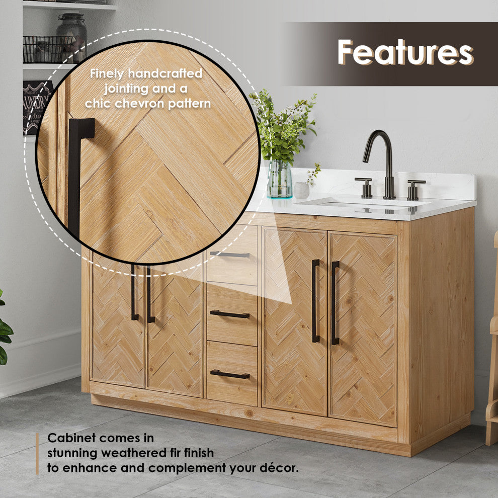 Bellavia Bath Vanity, Weathered Fir, 60", With Mirror