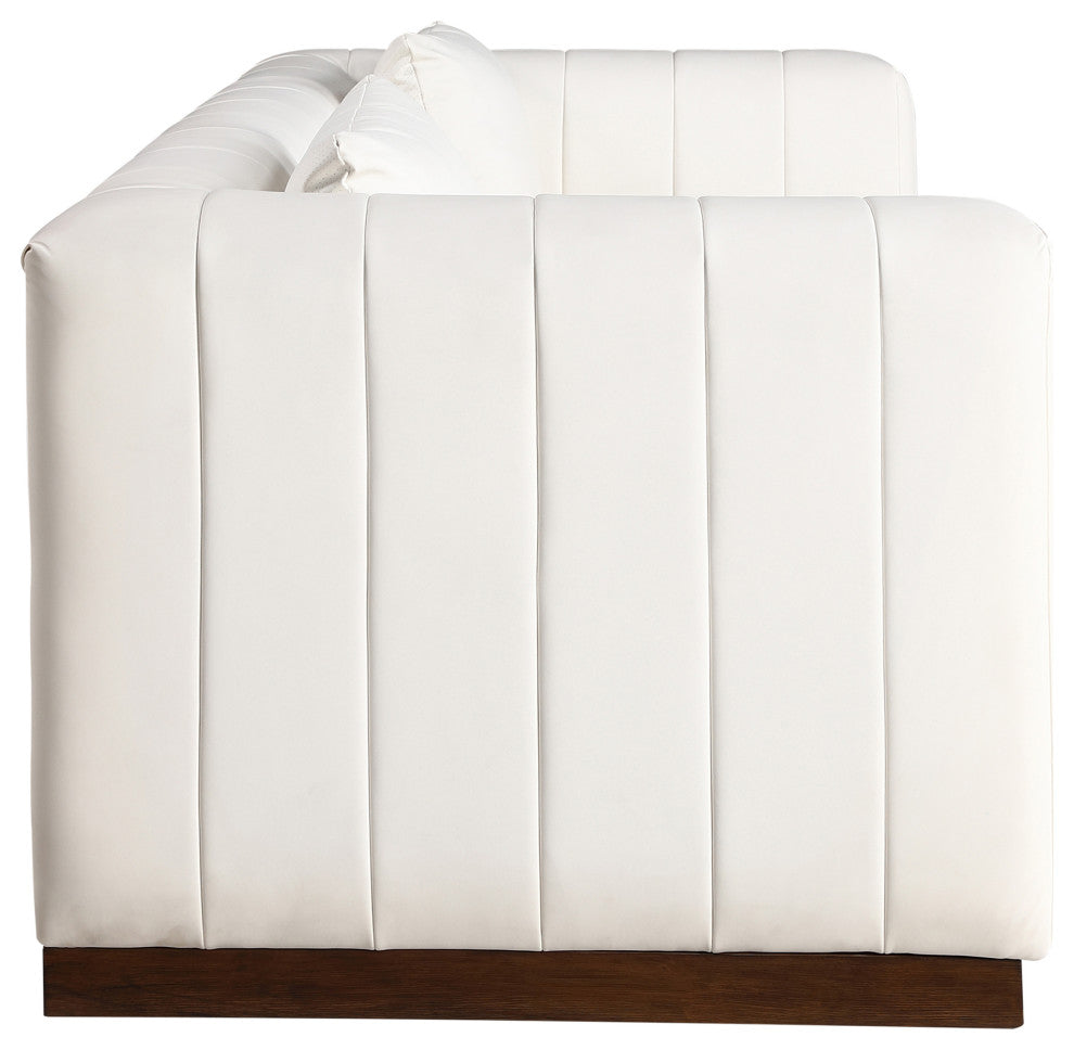 Mallina Upholstered Sofa, Cream, Vegan Leather