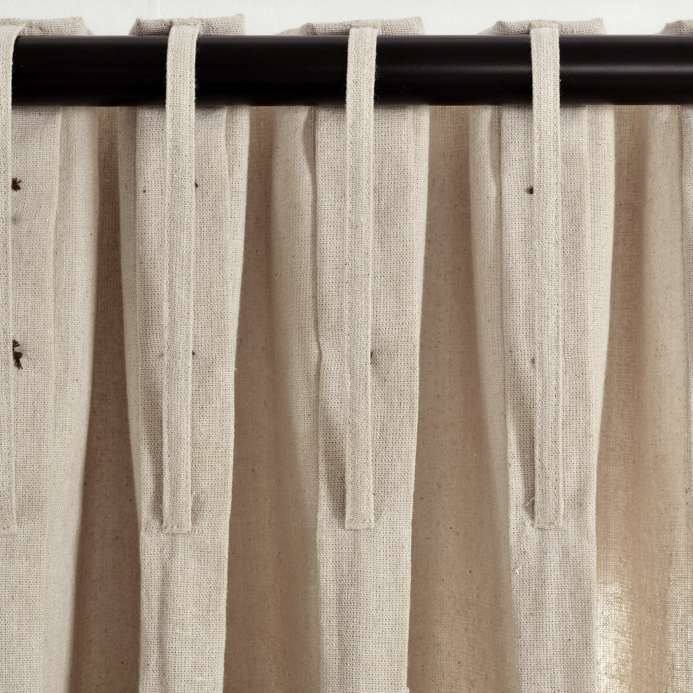 Linen Button Pinched Pleat Single Window Panel, Dark Linen, 84"x40"