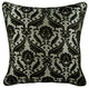 Black & Grey Fabric Burnout Velvet 12"x12" Pillow Cover, Victorian Black