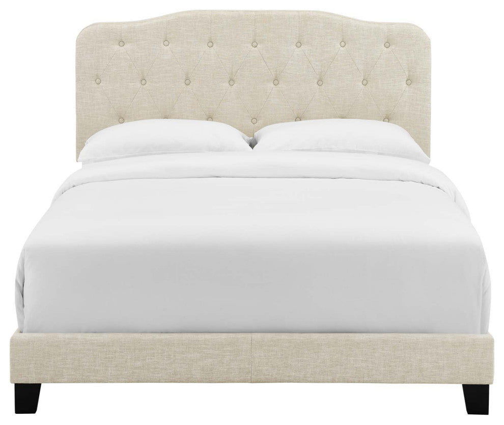 Beige Amelia Full Upholstered Fabric Bed