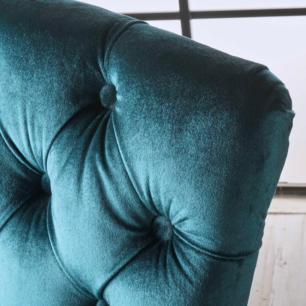 GDF Studio Hallie Traditional Teal New Velvet Armless Dining Chairs, Set of 2