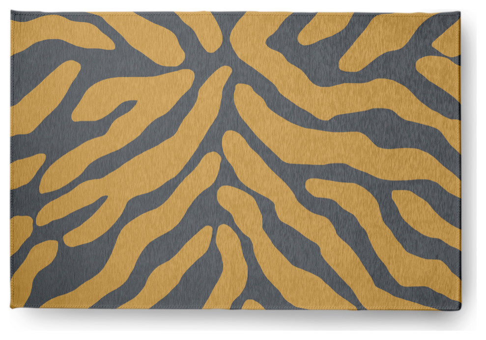Animal Stripe Fall Design Chenille Area Rug, Gray, 4'x6'
