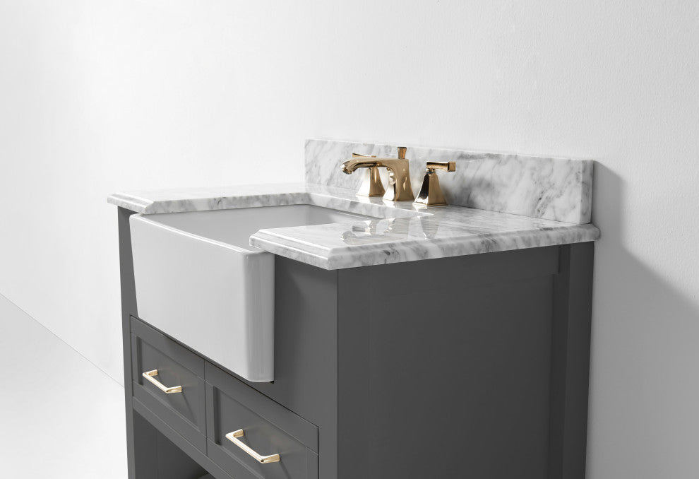 Hayley Bathroom Vanity Set, Sea Cloud Gray, 36"