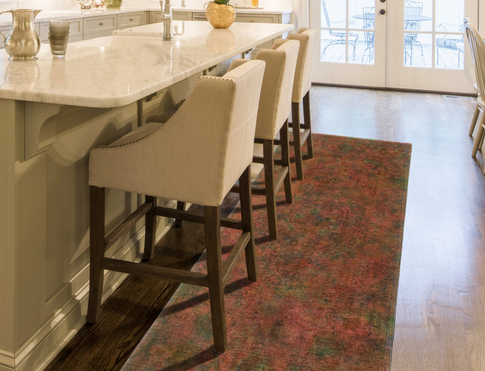 Vintage Distressed Rainbow-dyed Ayan Orange Rug