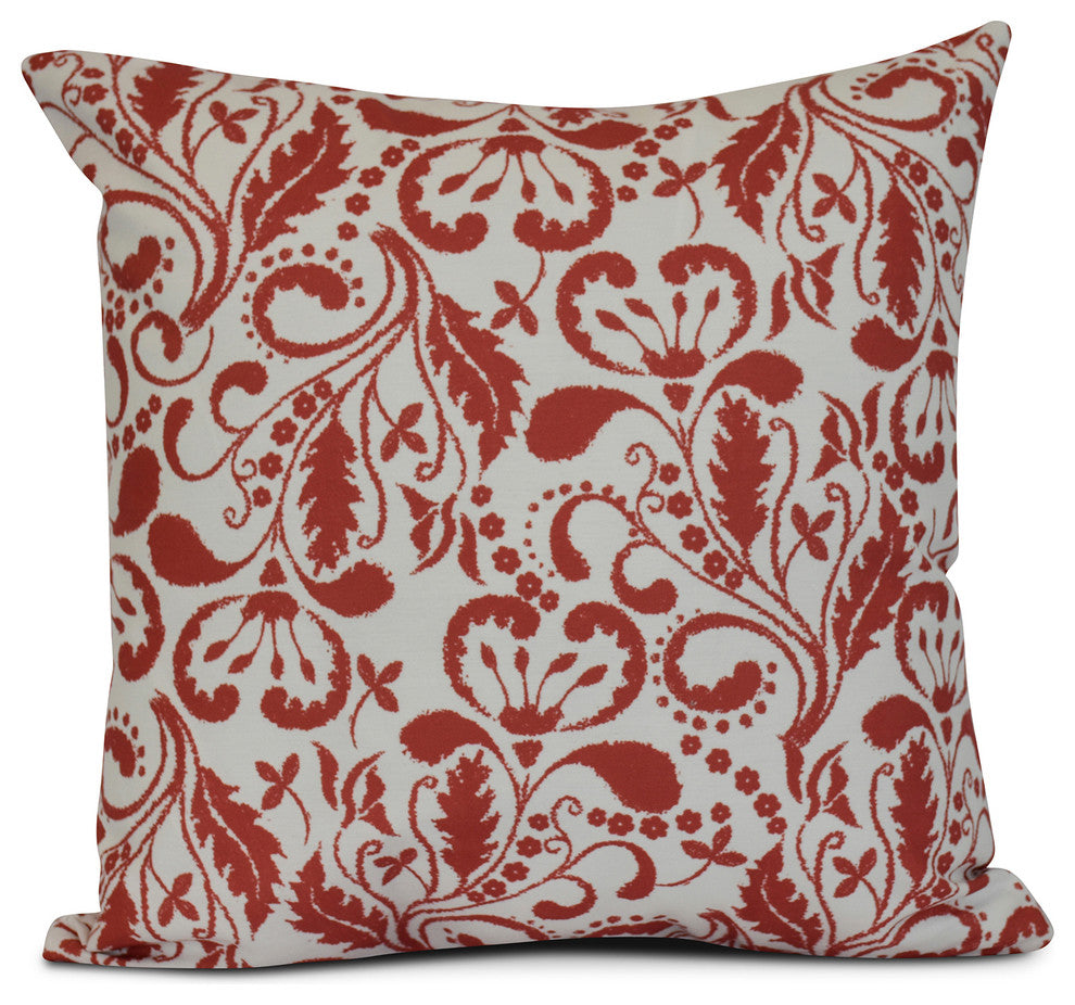 16x16", Aurora, Floral Print Pillow, Coral