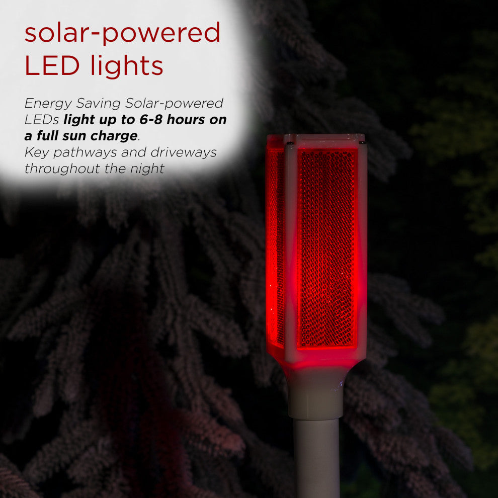 43"H Driveway Markers with Solar-Powered Red LED Lights - Set of 2
