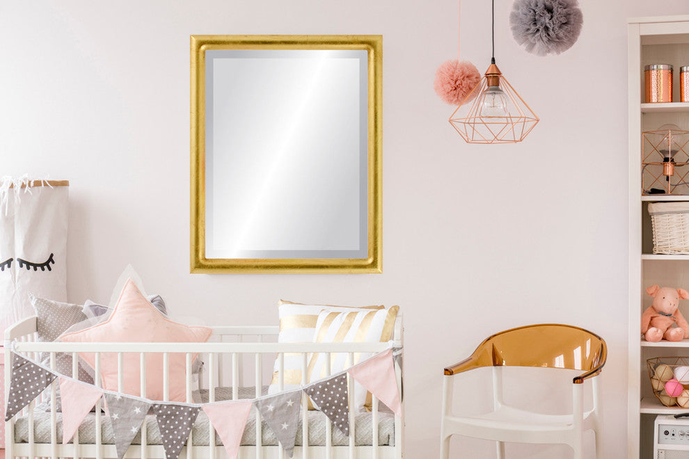 Pasadena Framed Rectangle Mirror, Gold Leaf, 17"x21"