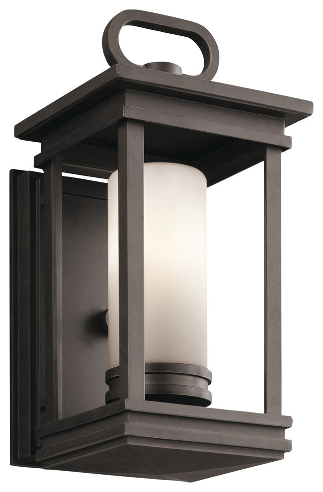 Kichler South Hope Outdoor Wall 1-Light 5.5"x11.75", Rub Bronze, Etched Opal