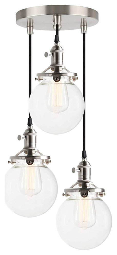 3 Light Ceiling Light Chandelier Globe Glass Pendant Lighting