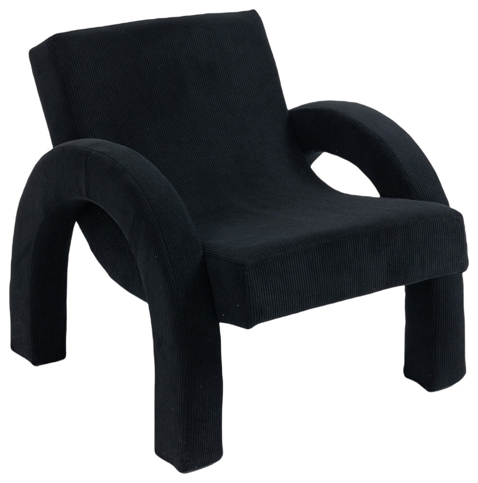 Corduroy Fabric Upholstered Accent Chair, Black
