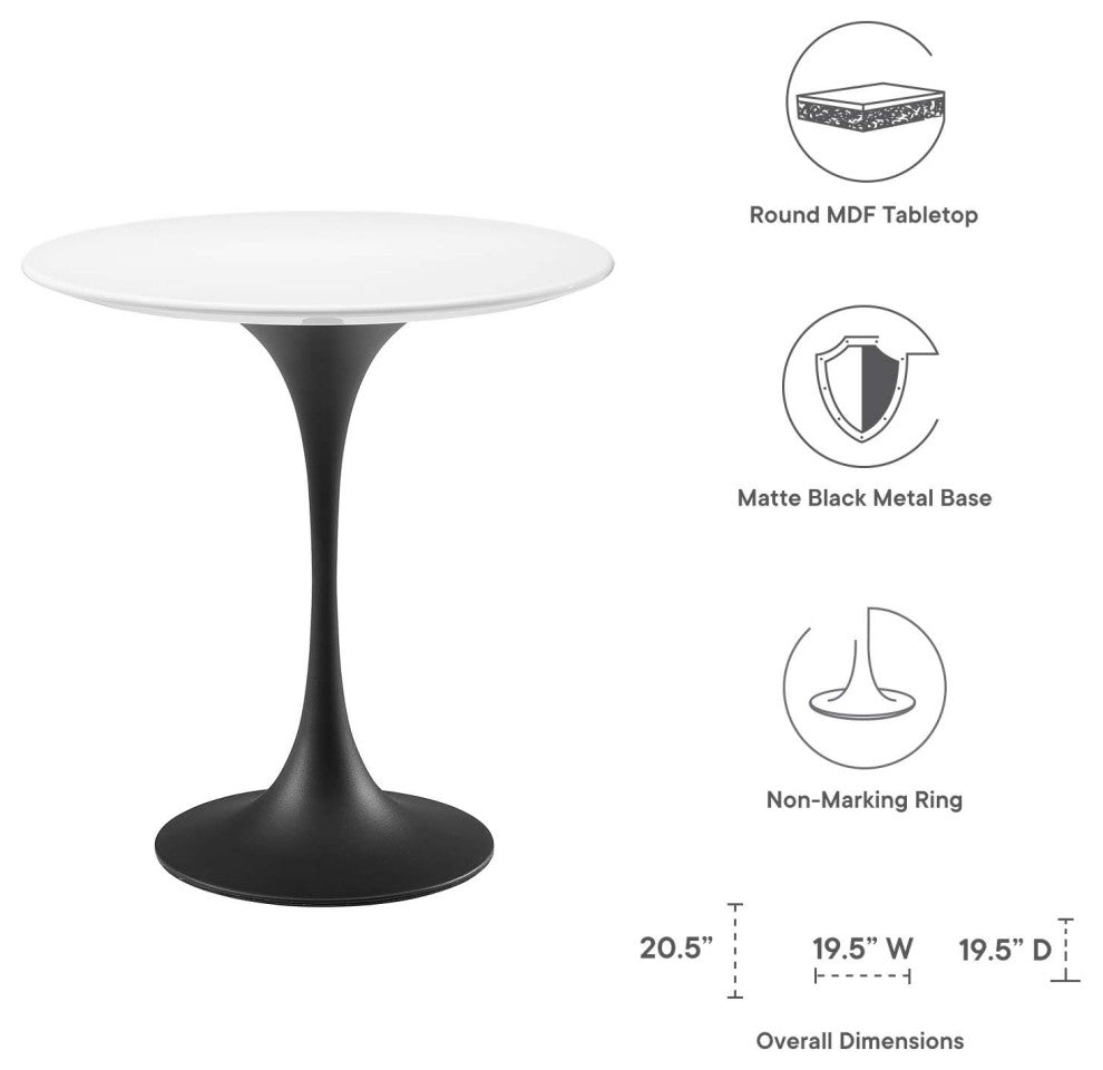 Lippa 20" Round Side Table, Black White
