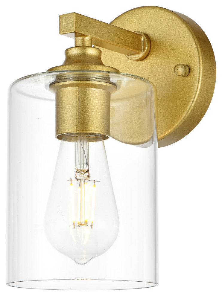 1 Light Brass And Clear Bath Sconce
