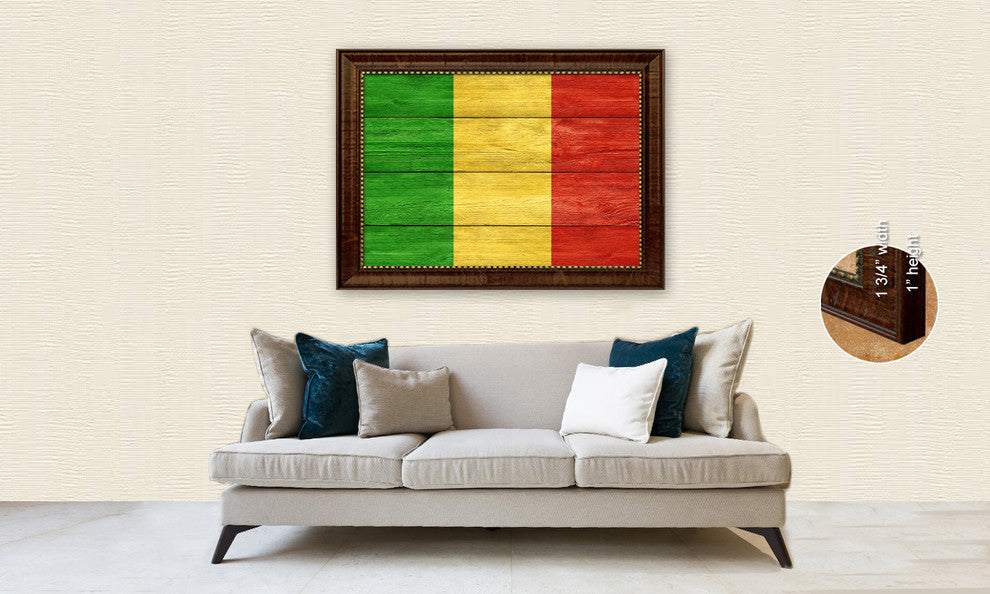 Malta Country Textured Flag Print With Brown Gold Frame, 19"X27"