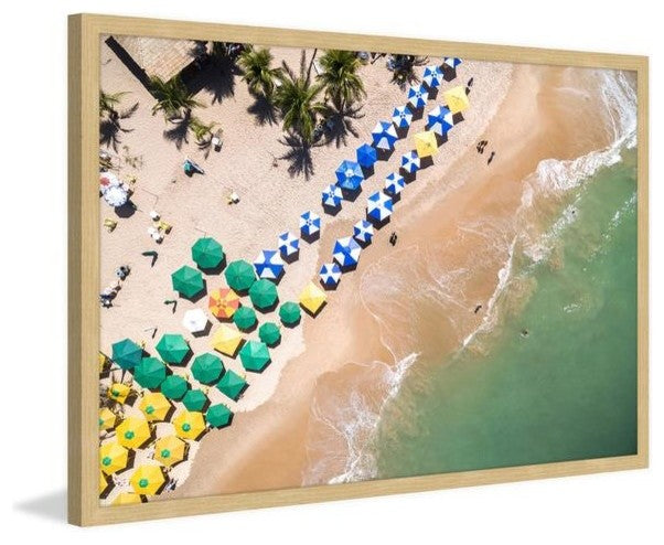 "Beach Umbrellas" Framed Painting Print, 36"x24"