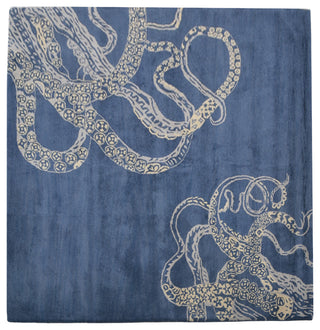HAND TUFTED WOOL ECO-FRIENDLY AREA RUGS - Square,Blue Beige,Contemporary