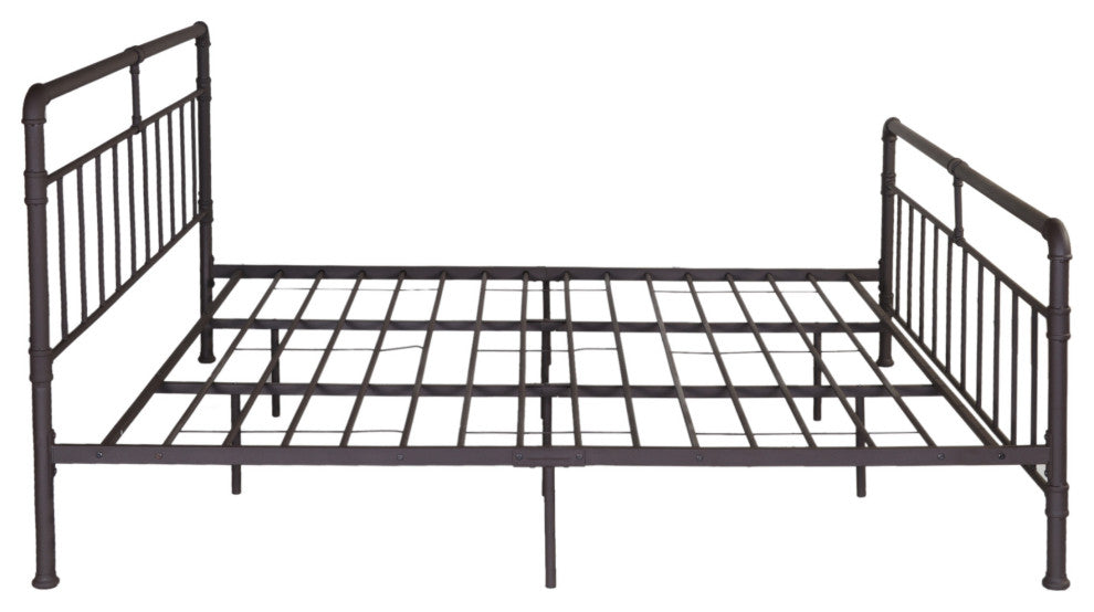GDF Studio Sally Industrial King Iron Bed Frame, Hammered Copper