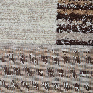 Machine Woven Heatset Polypropylene Area Rug Contemporary Ivory Beige, [Rectangle] 5'x8'
