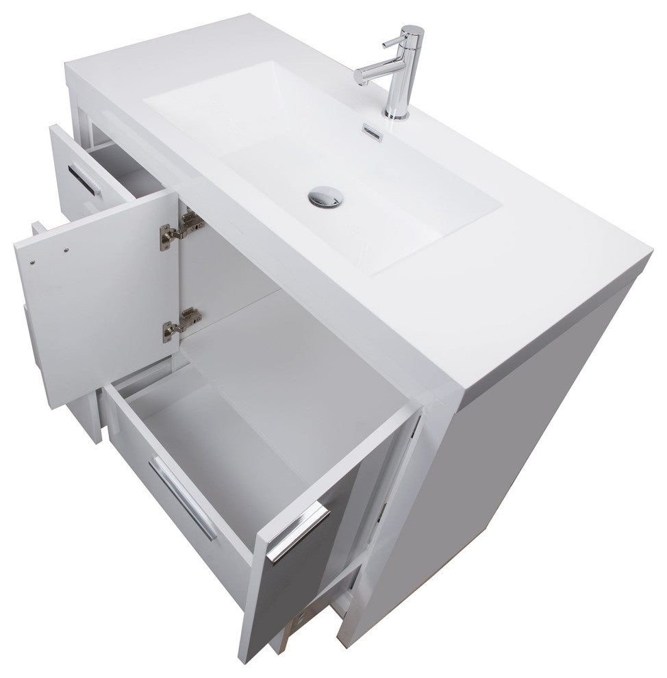ConceptBaths Enna 42" Modern Bath Vanity, Gloss White