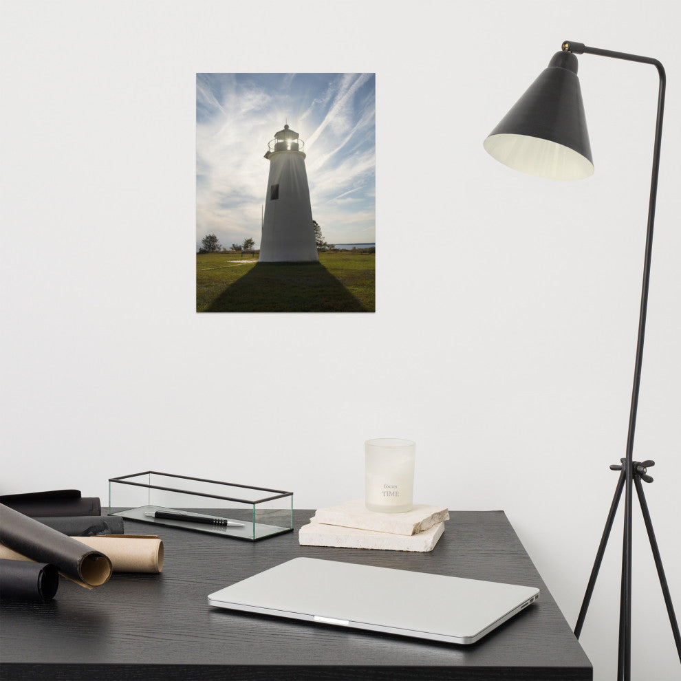 Turkey Point Lighthouse with Sun Flare Unframed Wall Art Prints, 12" X 16"