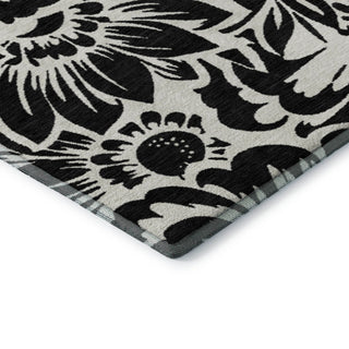 Premium Machine Washable Mayfield AMF551 Black 8' x 8' Round Rug