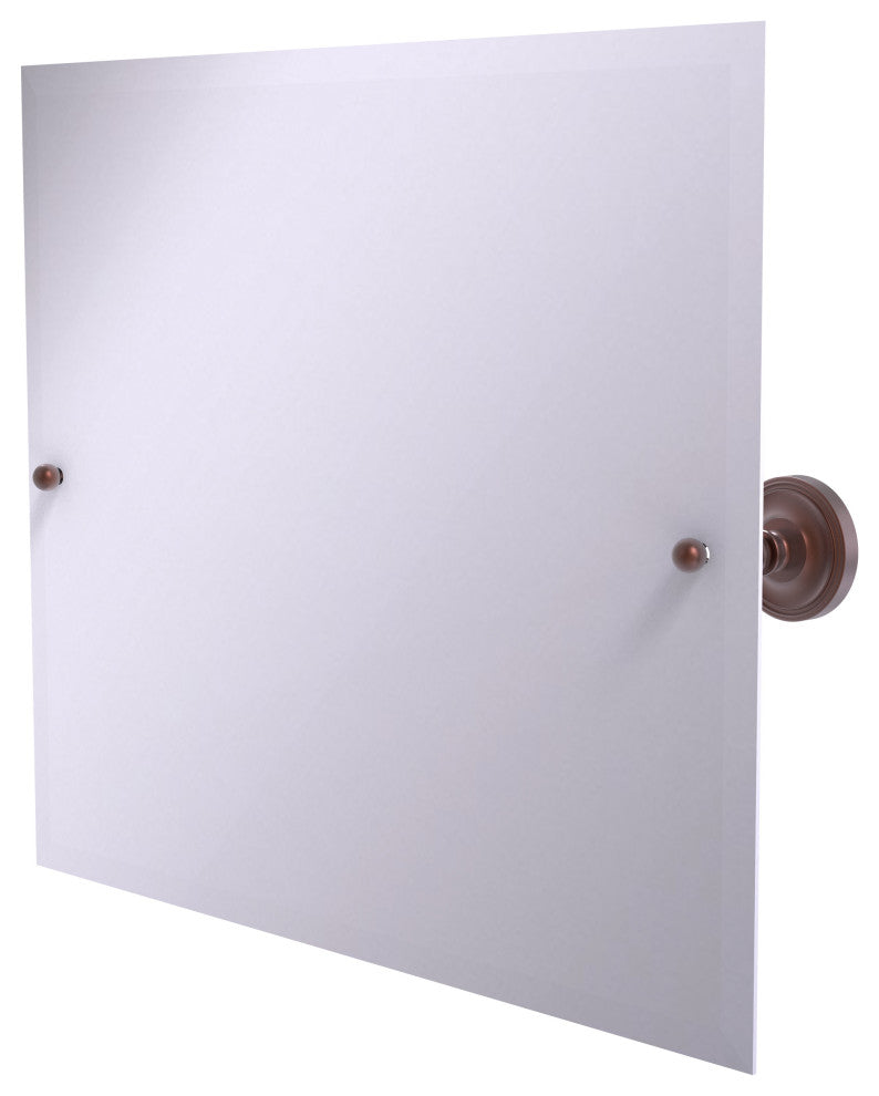 Frameless Landscape Beveled Edge Tilt Mirror, Antique Copper