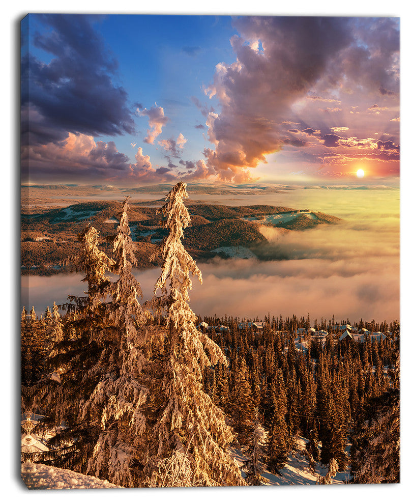 Beautiful Jungle with Fog At Sunset, Oversized Landscape Canvas Art, 30"x40"