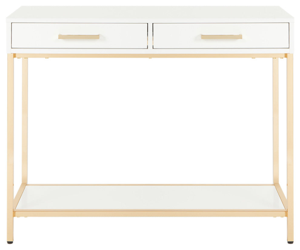 Alios Foyer Table With White Gloss and Gold Chrome Plated Frame