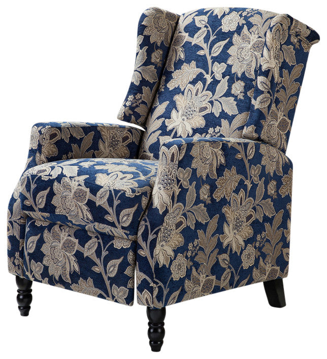 Upholstered Manual Recliner With Wingback, Garden