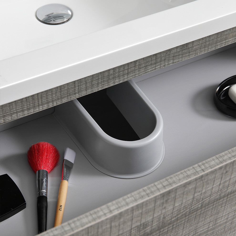 Fresca Lazzaro 36" Gloss Ash Gray Cabinet With Integrated Sink