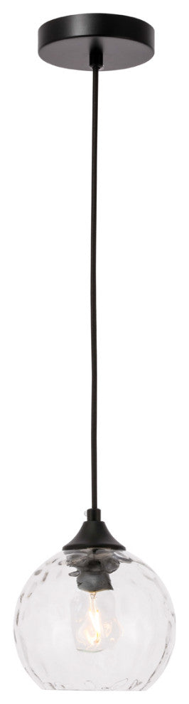 Cashel 1 Light Pendant in Black And Clear Glass