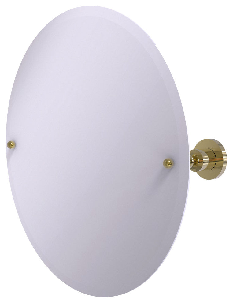 Frameless Round Tilt Mirror with Beveled Edge, Unlacquered Brass
