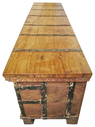 Consigned Vintage Farm Wood & Iron Long Trunk