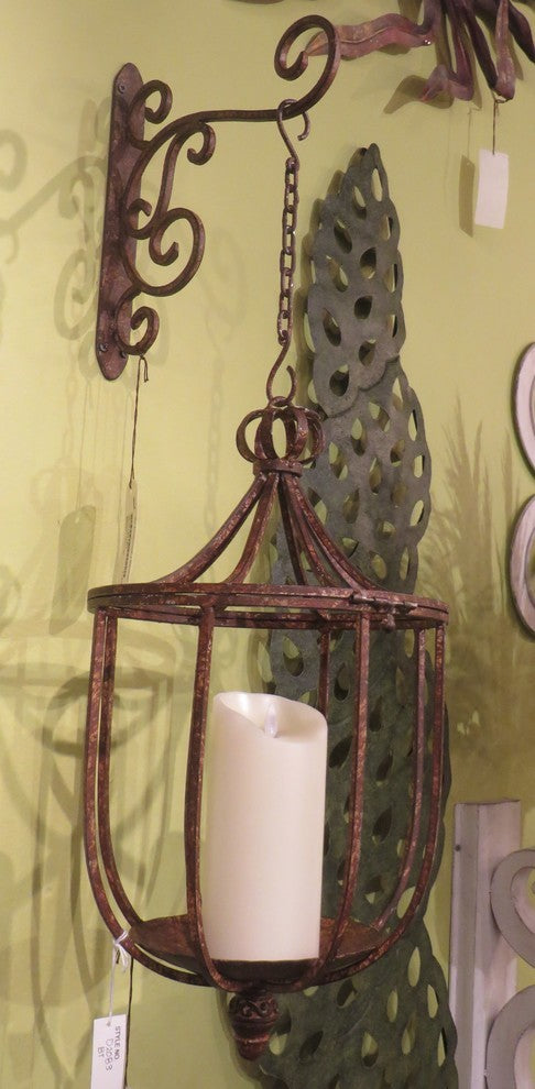Colonial Wall Sconce Cage Lantern, Candle Holder Flower Pot Indoor Outdoor