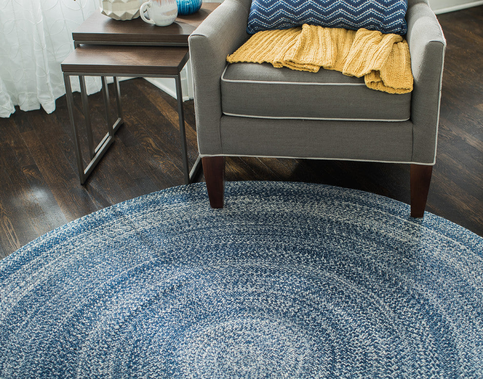 Epona Round Braided Area Rug, Blue, 8'